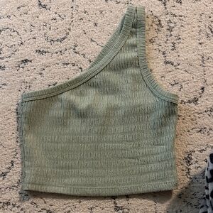 American Eagle Outfitters Sage Green One-Shoulder Crop Top